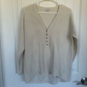 Madewell Wool/Alpaca Blend Cream Asherton Waffle Henley Sweater - Size Small